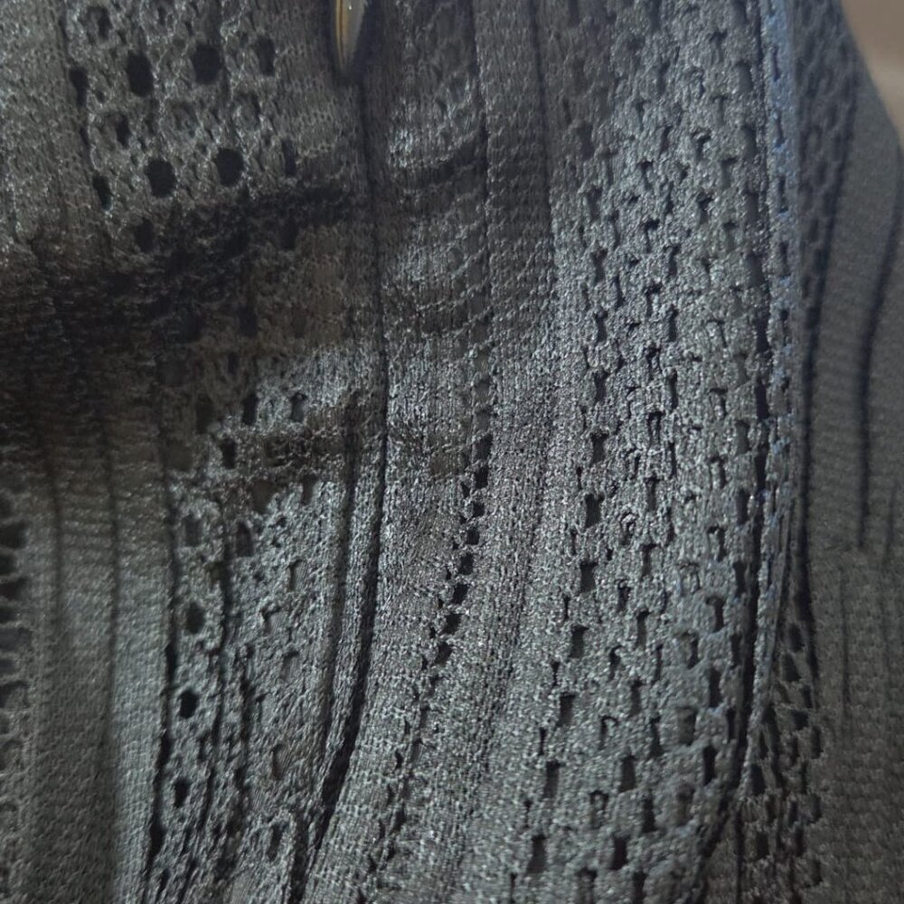 Theory Midi Pleated Dress 10 NWT Pleated Lace $595 Black High Neck Midi - Picture 5 of 7